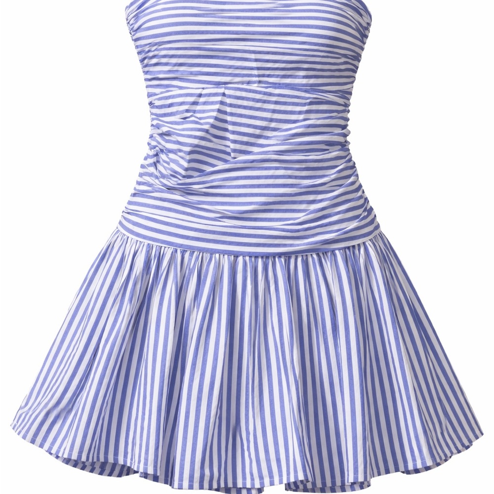 Forever 21 Blue and White Strapless Stripe Dress